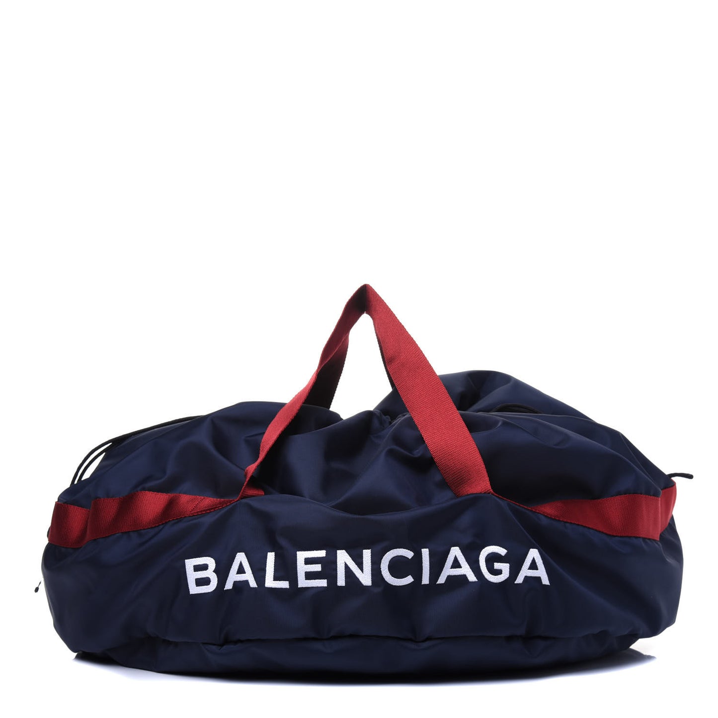 Textured Sport Nylon Logo Embroidered M Wheel Gym Bag Bleu Navy Rouge