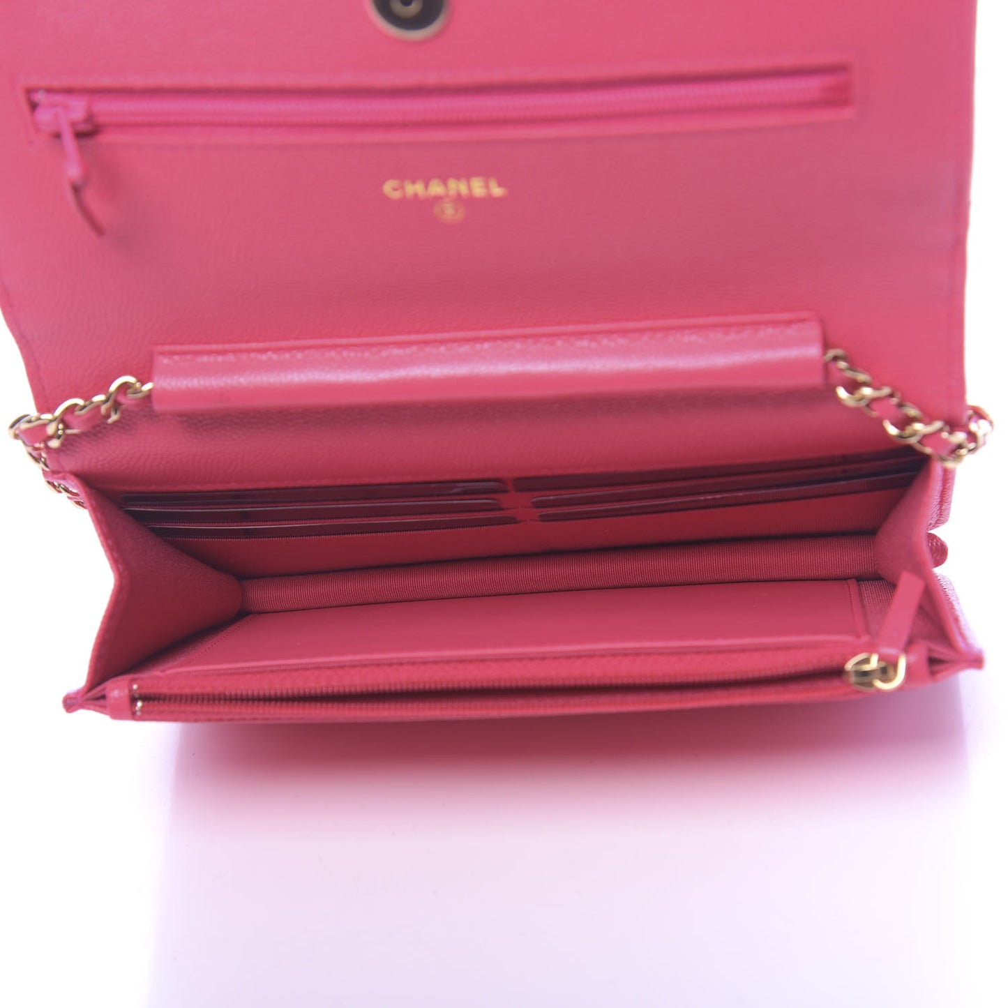 Caviar Quilted French New Wave Chain CC Wallet On Chain WOC Pink