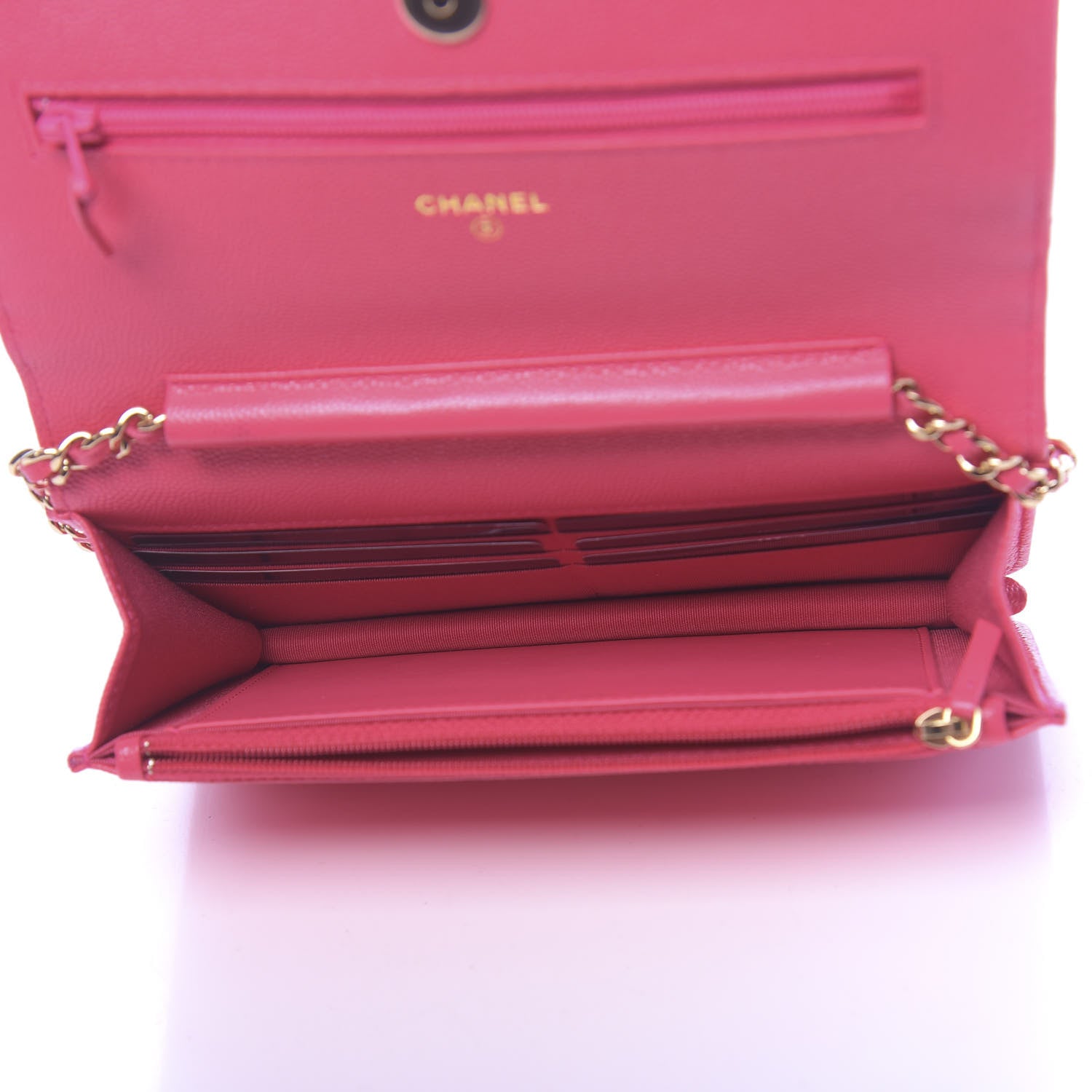 Chanel Caviar Quilted French New Wave Chain CC Wallet On Chain WOC Pink 5 of 12