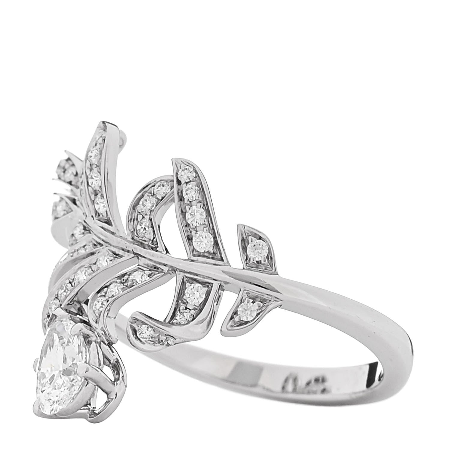 Chanel 18K White Gold Diamond Plume De Chanel Ring 53 6.5 4 of 5