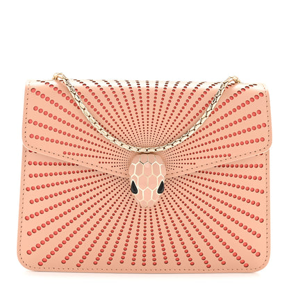 Bulgari Calfskin Laser Cut Small Serpenti Forever Diamond Blast Top Handle Bag White Beige 1 of 11