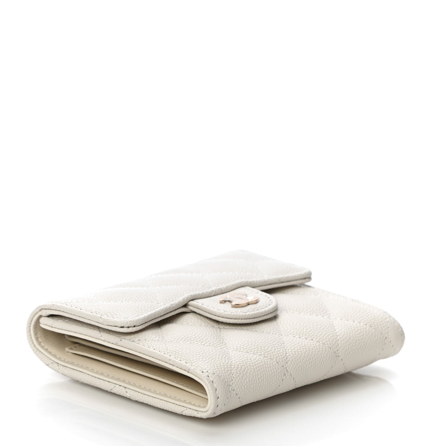 Chanel Caviar Quilted Compact Flap Wallet White 4 of 12