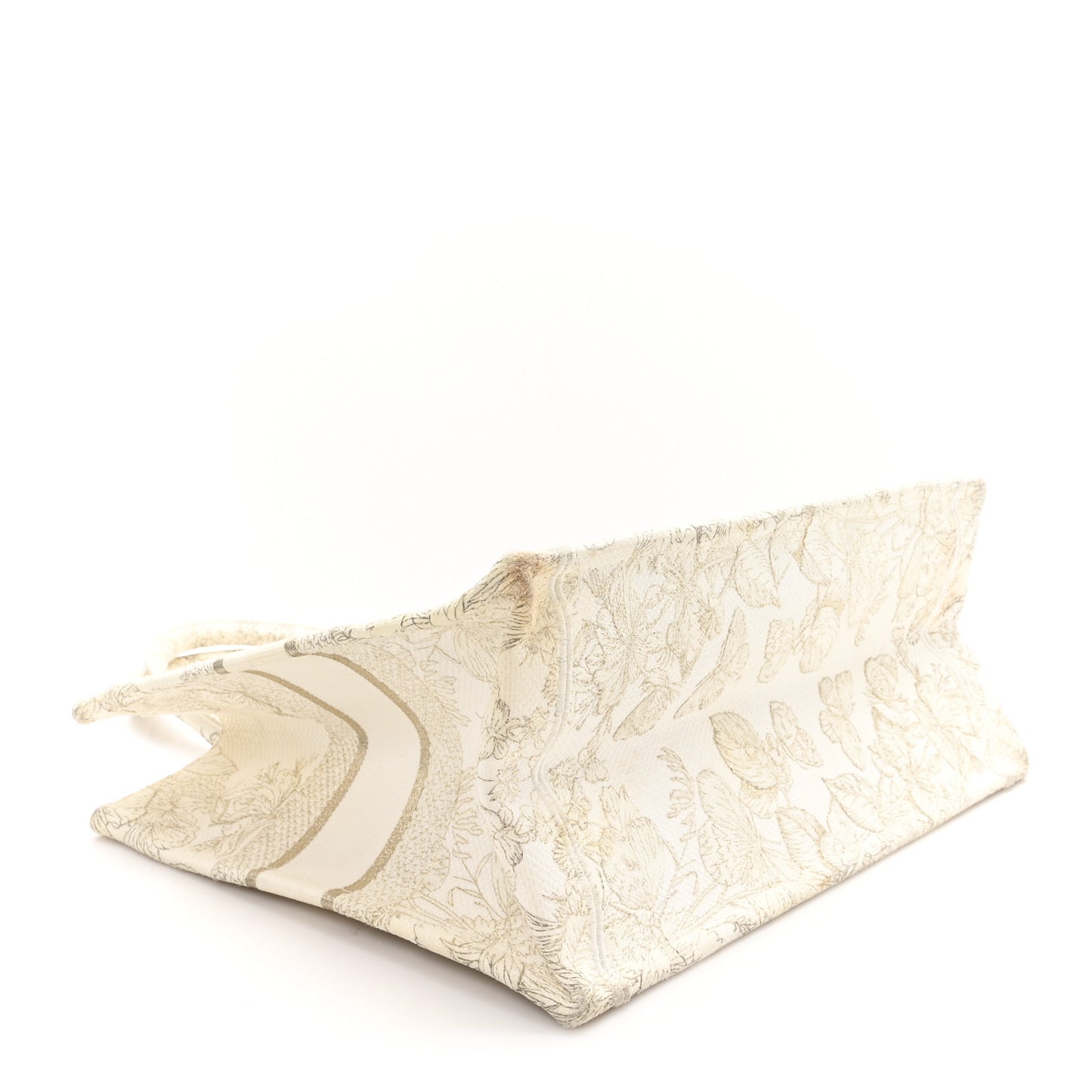 Canvas Embroidered Medium Jardin D'Hiver Book Tote White Gold