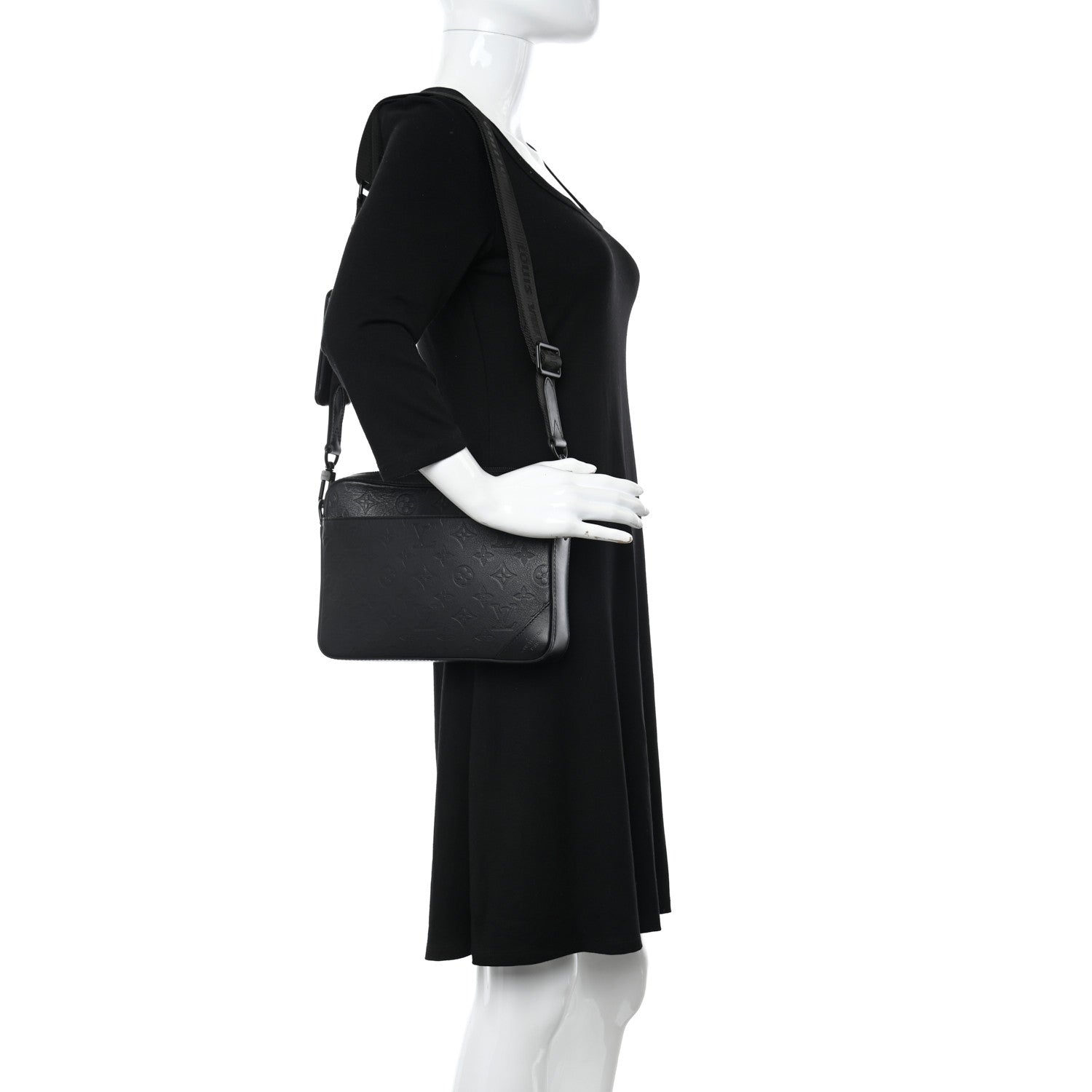 Louis Vuitton Calfskin Monogram Shadow Duo Messenger Black 2 of 10
