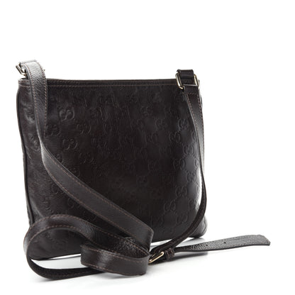 Gucci Guccissima Small Flat Messenger Bag Dark Brown 3 of 10