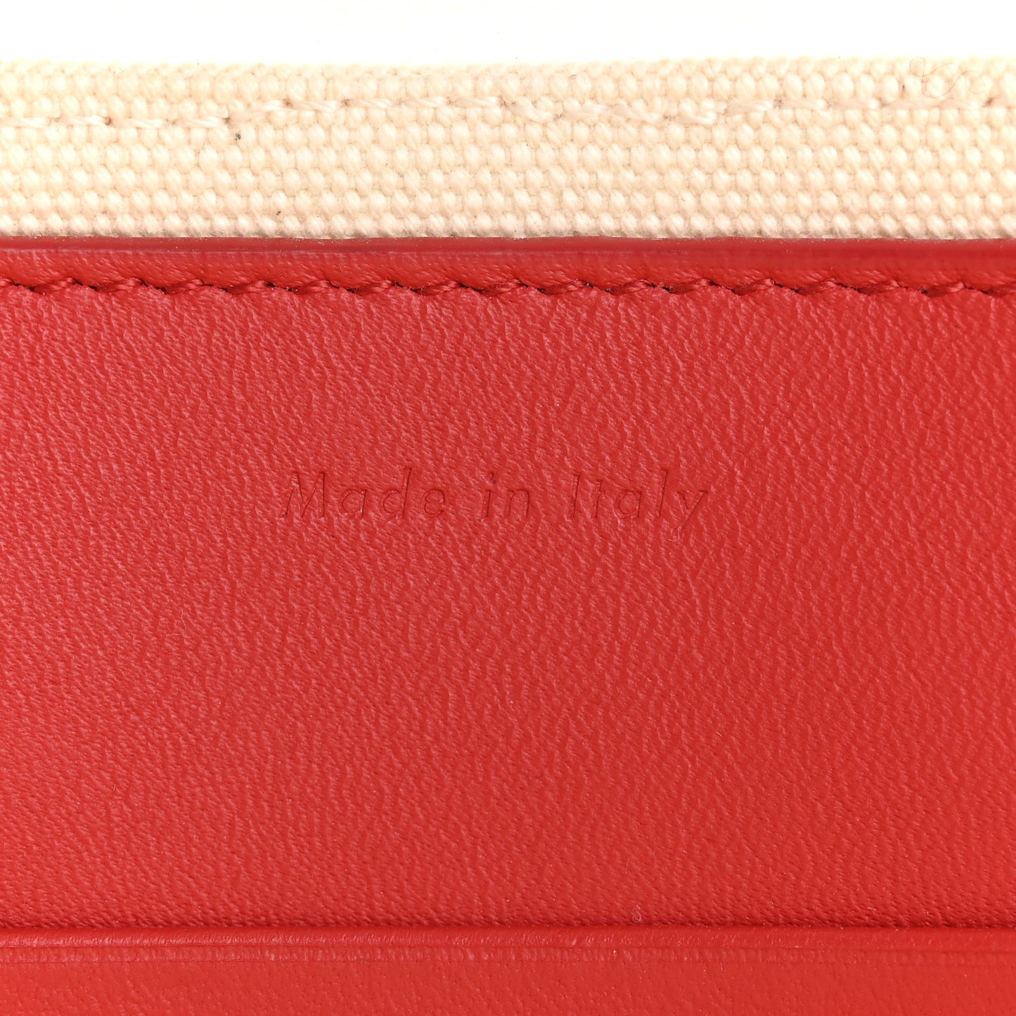 Cotton Canvas Calfskin Made In Large Pouch Red