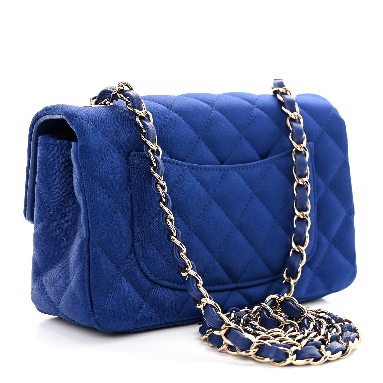 Chanel Satin Quilted Mini Rectangular Flap Blue 3 of 11