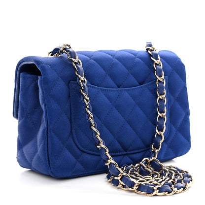 Chanel Satin Quilted Mini Rectangular Flap Blue 3 of 11