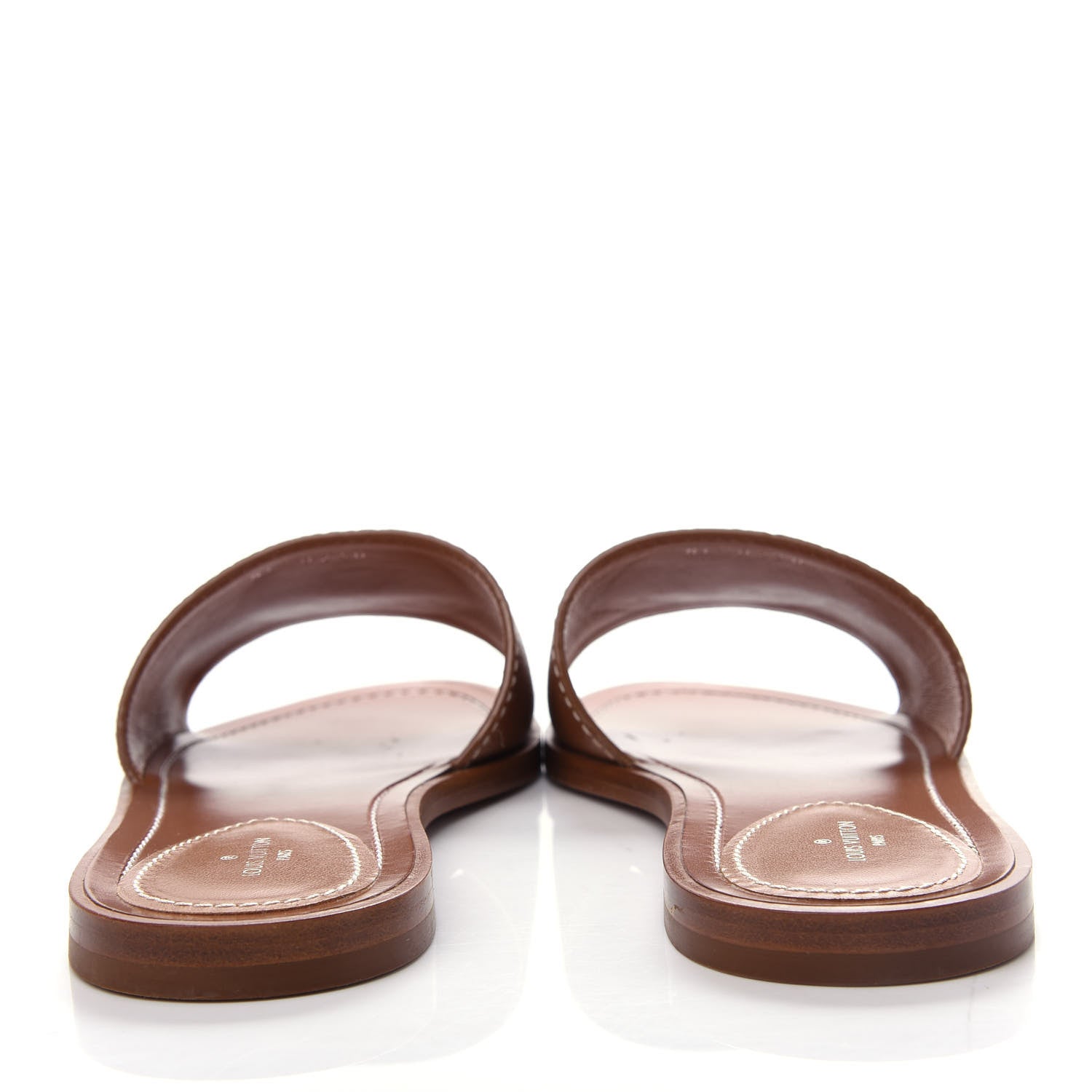 Louis Vuitton Calfskin Lock It Flat Mule 38 Cognac 7 of 10