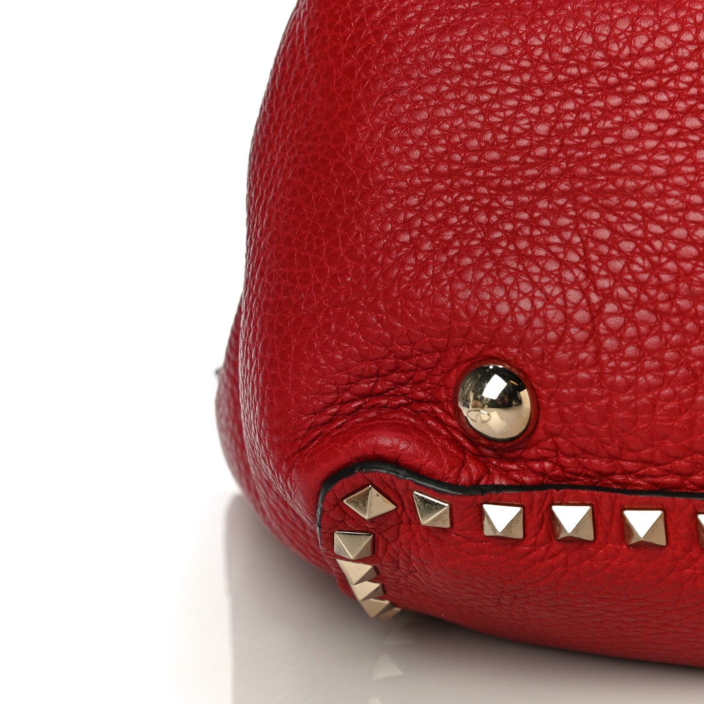 Pebbled Calfskin Medium Rockstud Tote Rosso Valentino
