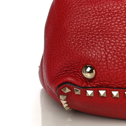 Valentino Garavani Pebbled Calfskin Medium Rockstud Tote Rosso Valentino 16 of 17