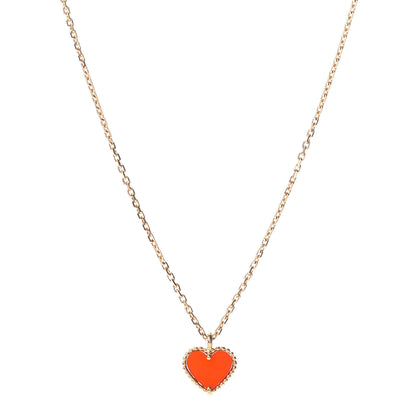 Van Cleef & Arpels 18K Yellow Gold Carnelian Sweet Alhambra Heart Pendant Necklace 1 of 5