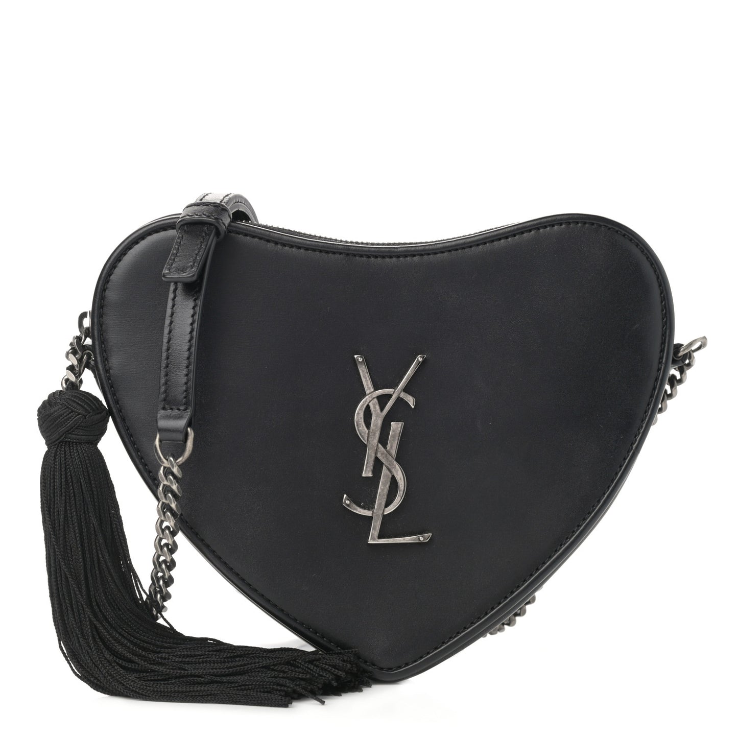 Calfskin Heart Monogram Crossbody Black
