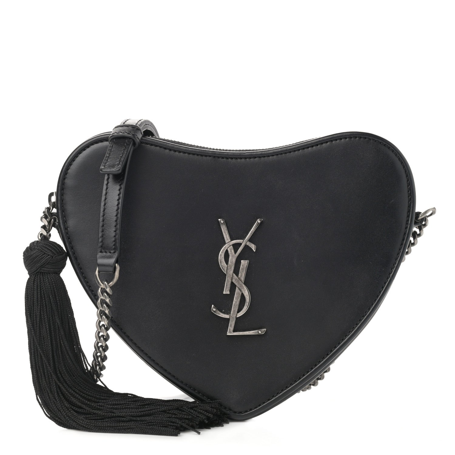 Saint Laurent Calfskin Heart Monogram Crossbody Black 1 of 12