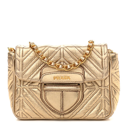 Prada Metallic Nappa Quilted Crossbody Bag Gold 1 of 11