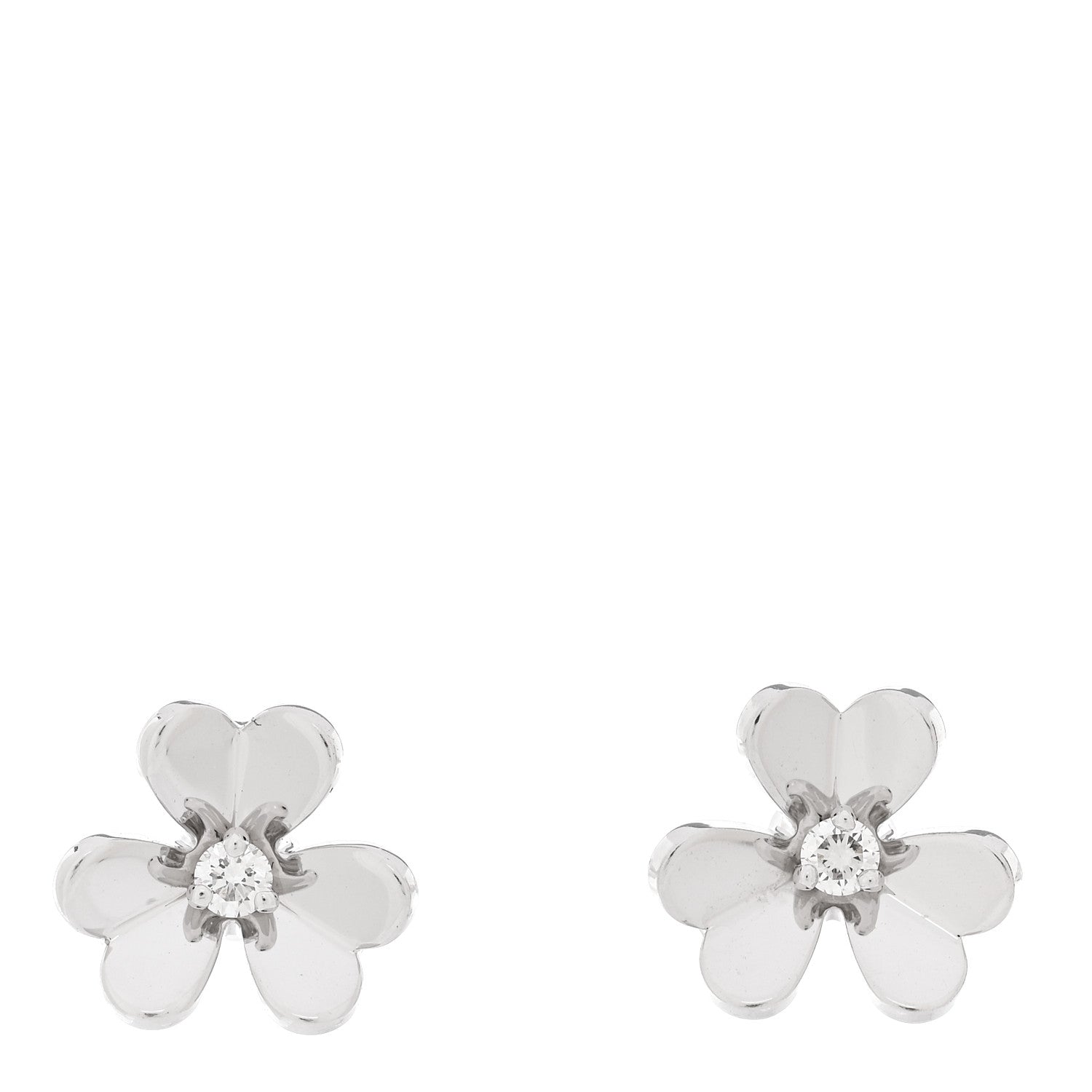 Van Cleef & Arpels 18K White Gold Diamond Mini Frivole Earrings 1 of 5
