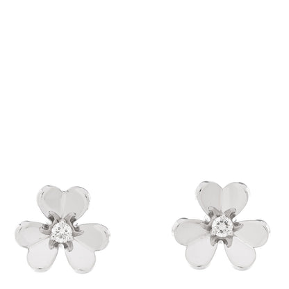 Van Cleef & Arpels 18K White Gold Diamond Mini Frivole Earrings 1 of 5
