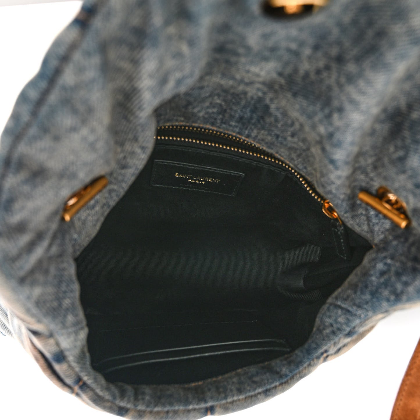 Denim Quilted Toy Loulou Puffer Monogram Chain Satchel Blue Cinnamon
