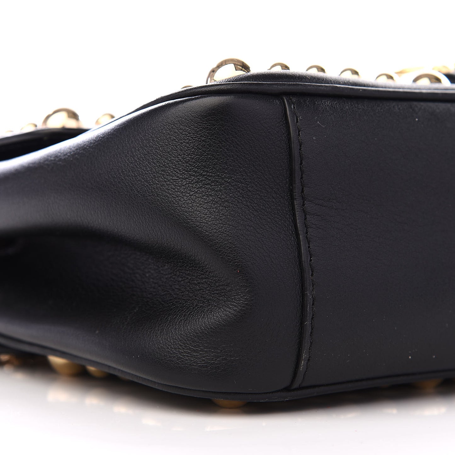 DOLCE&GABBANACalfskinLuciaStuddedChainShoulderBagBlack