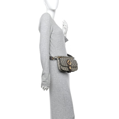 Gucci GG Supreme Monogram Textured Dollar Calfskin Blondie Belt Bag Beige Ebony New Acero 2 of 12