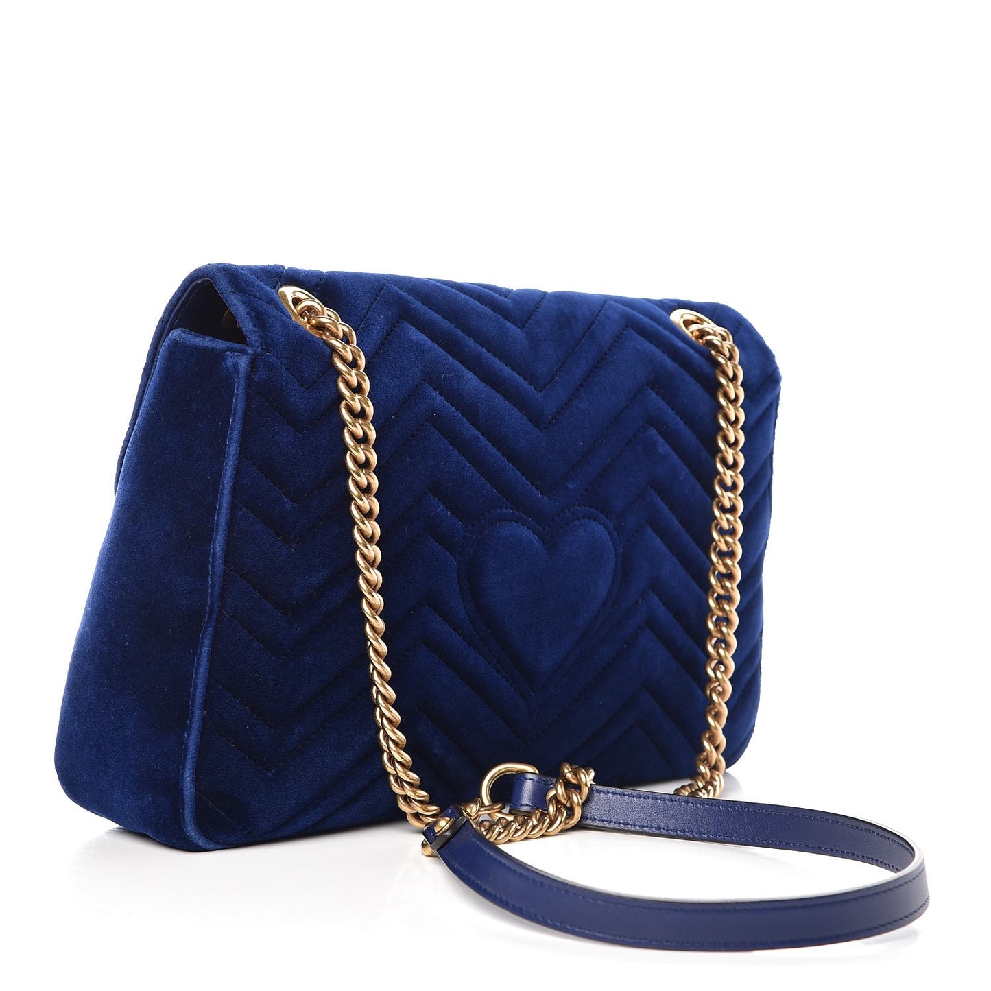Velvet Matelasse Medium GG Marmont Shoulder Bag Cobalt Blue