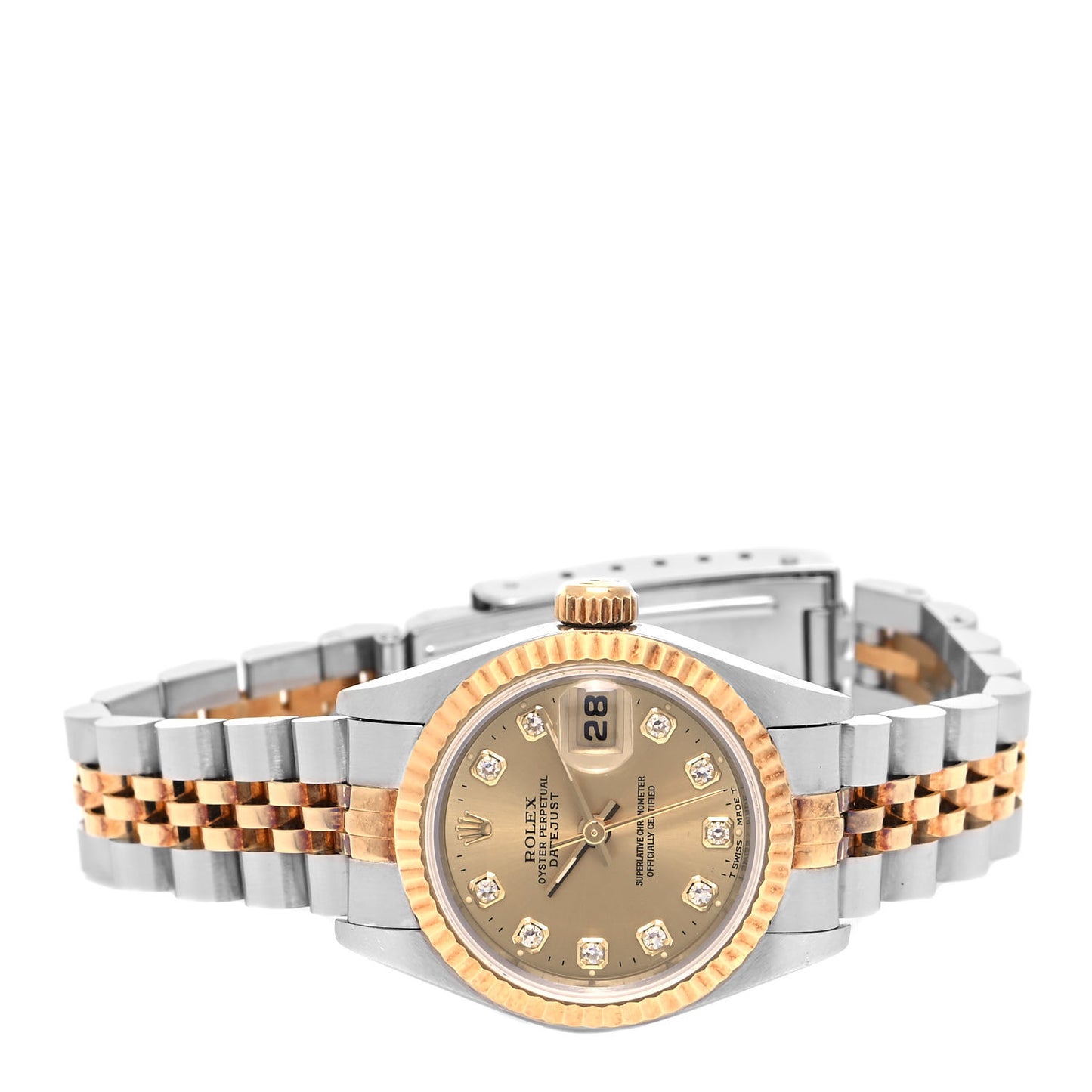 Stainless Steel 18K Yellow Gold Diamond 26mm Oyster Perpetual Datejust Watch Champagne 69173