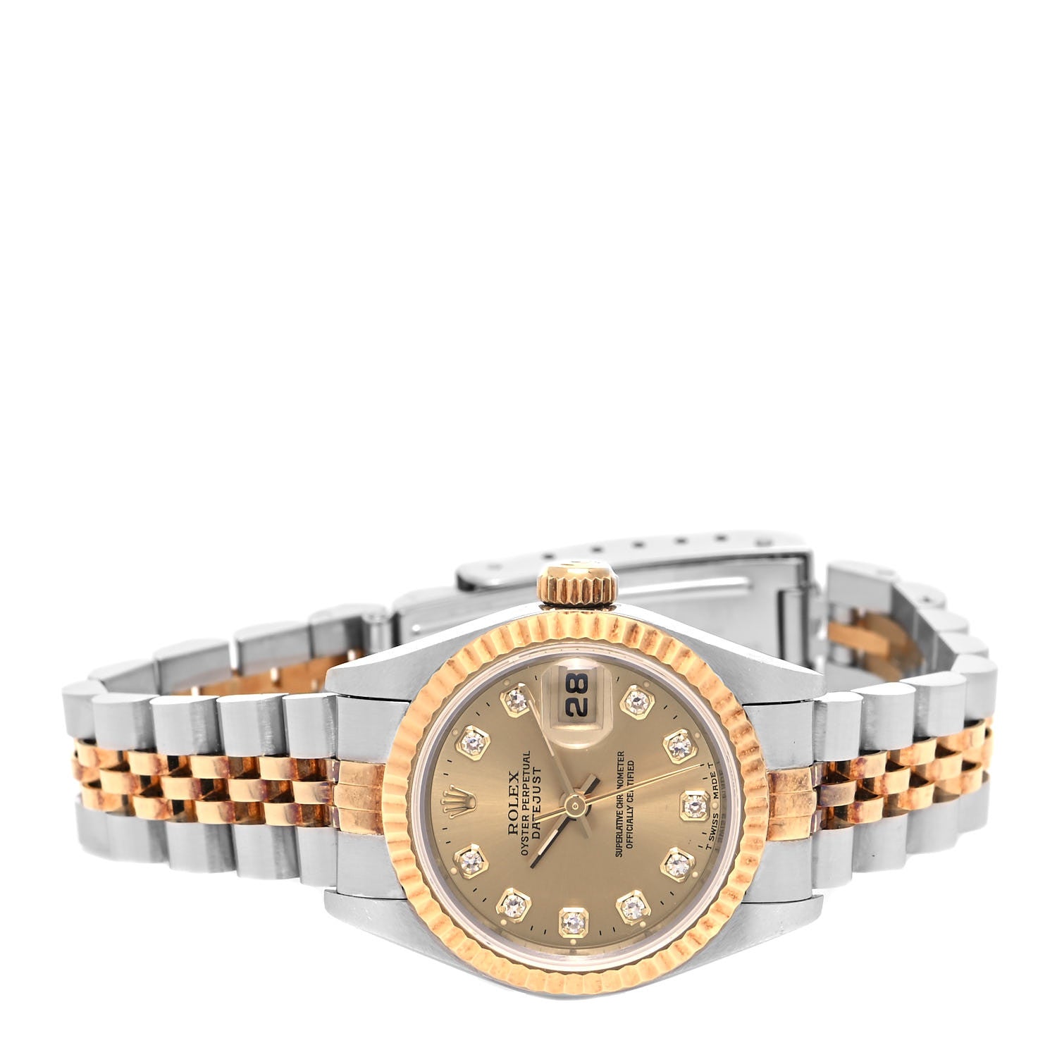 Rolex Stainless Steel 18K Yellow Gold Diamond 26mm Oyster Perpetual Datejust Watch Champagne 69173 2 of 4