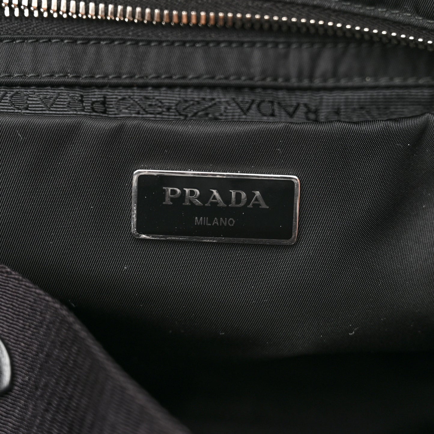Re-Nylon Nappa Triangle Quilted Padded Small Double Handled Zip Tote Black