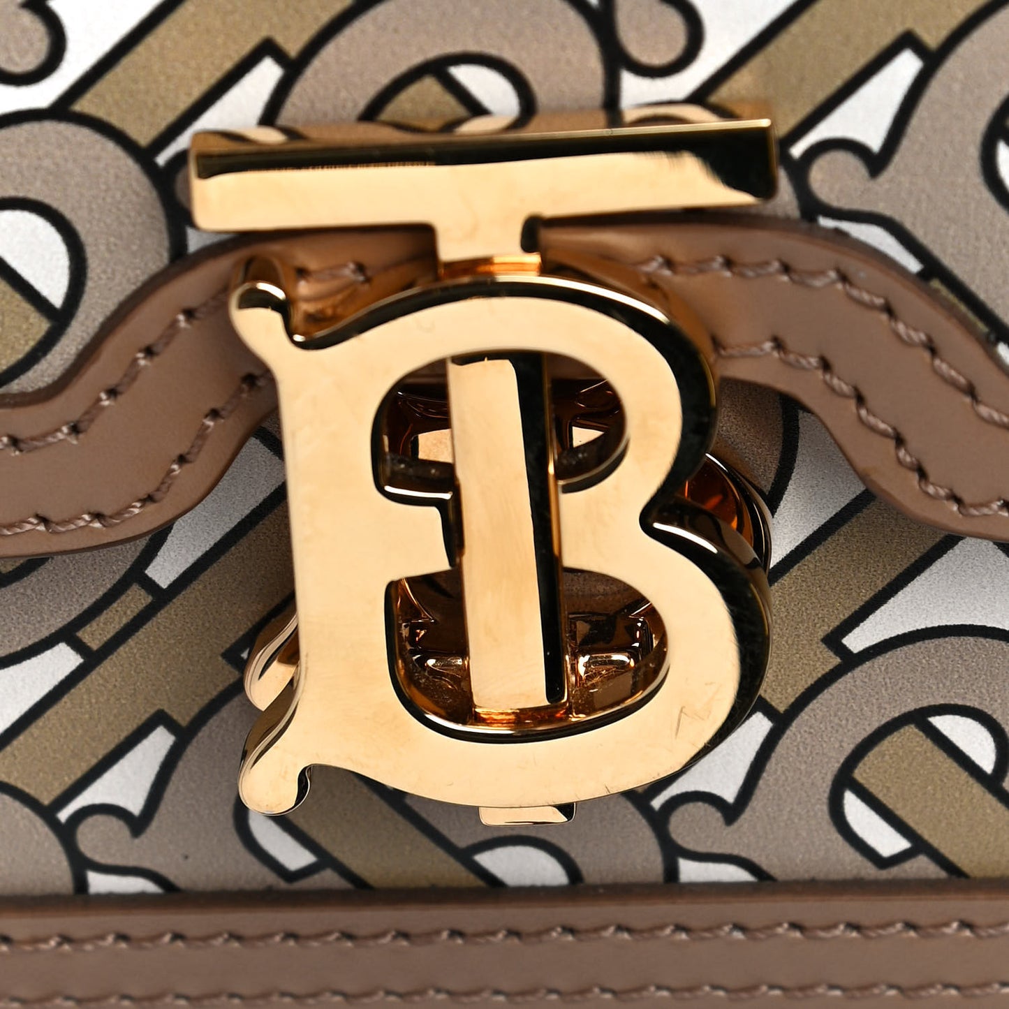 Calfskin Monogram Mini TB Bag Beige