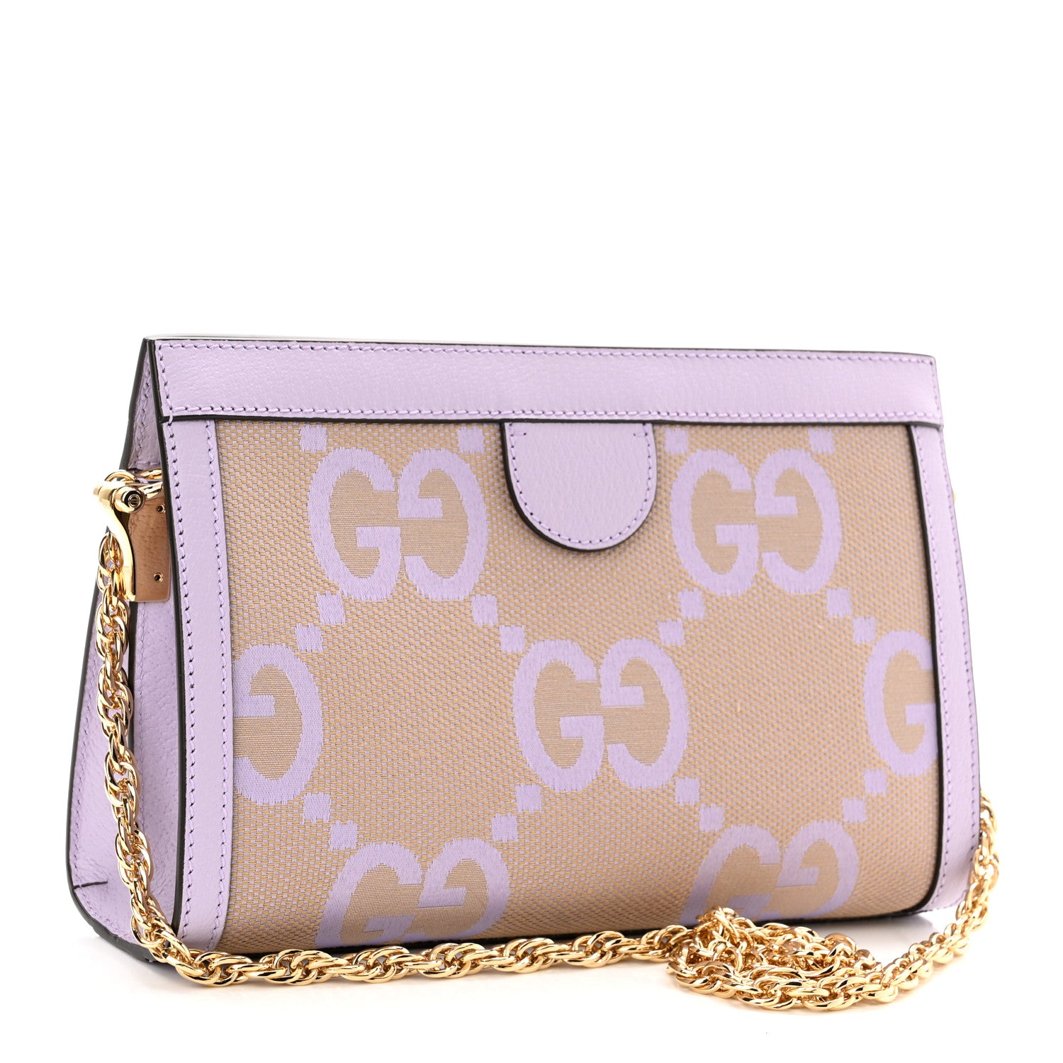 Gucci Monogram Jumbo GG Textured Dollar Calfskin Small Ophidia Chain Shoulder Bag Beige Lapis 3 of 10