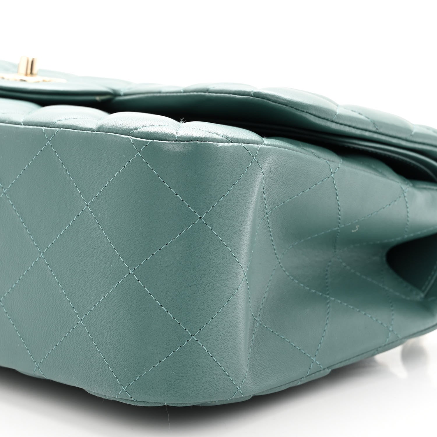 Chanel Lambskin Quilted Jumbo Double Flap Green 10 of 11
