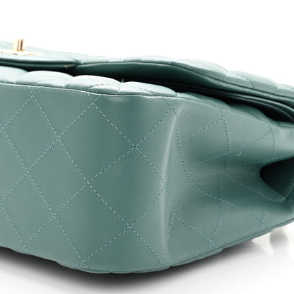 Chanel Lambskin Quilted Jumbo Double Flap Green 10 of 11