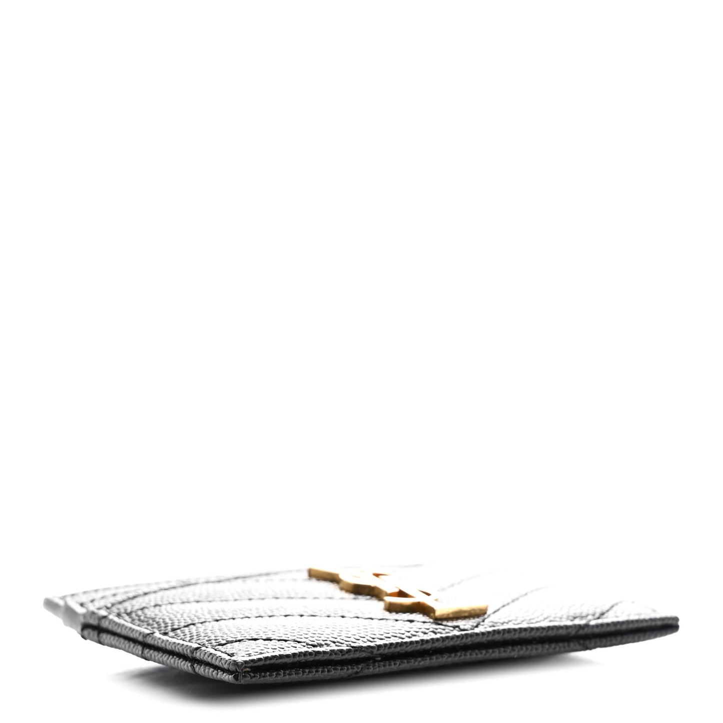 Grain De Poudre Matelasse Chevron Monogram Credit Card Case Black