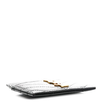 Saint Laurent Grain De Poudre Matelasse Chevron Monogram Credit Card Case Black 4 of 7