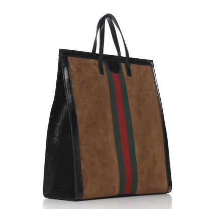 Gucci Suede Patent Web Ophidia Vertical Tote Nocciola Black 2 of 9