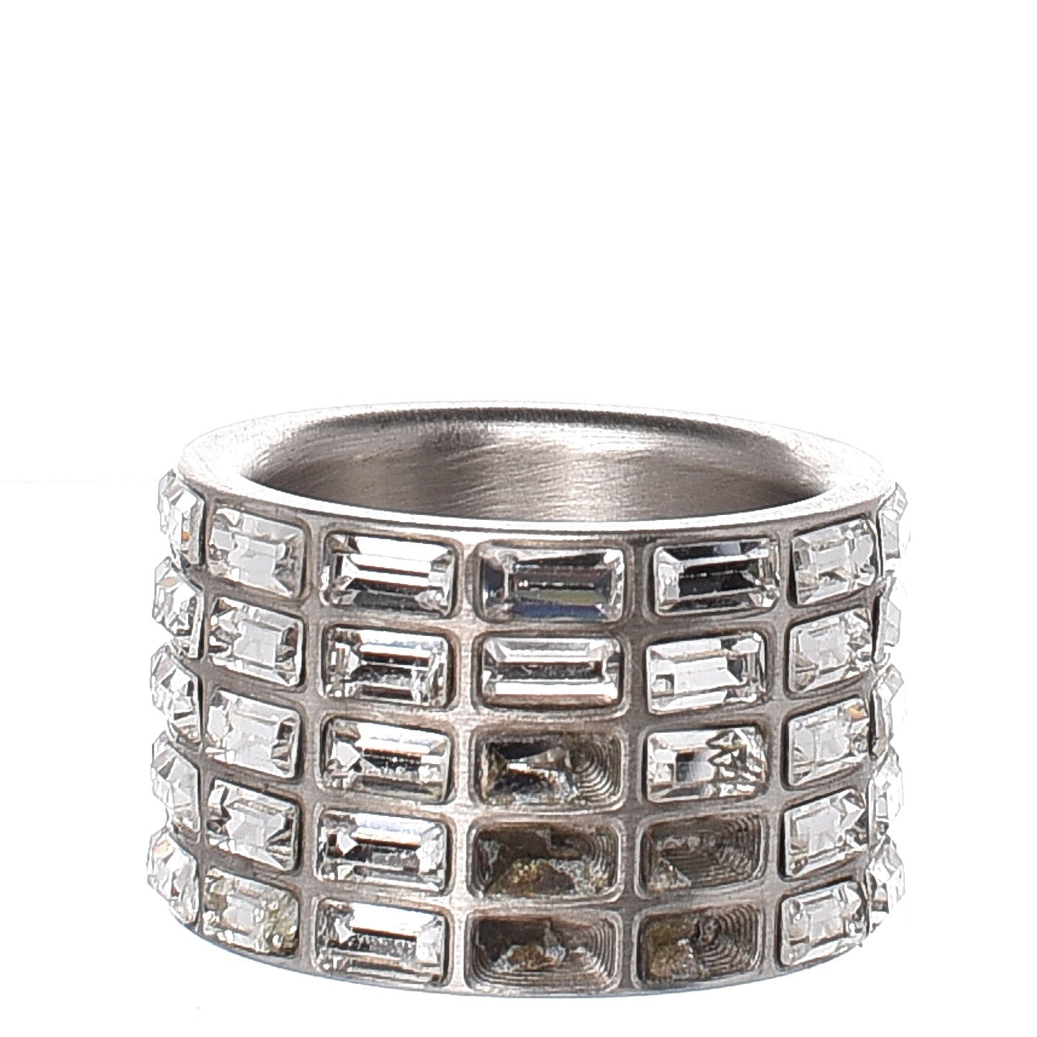 Chanel Crystal Baguette CC Ring 7 Silver 4 of 5