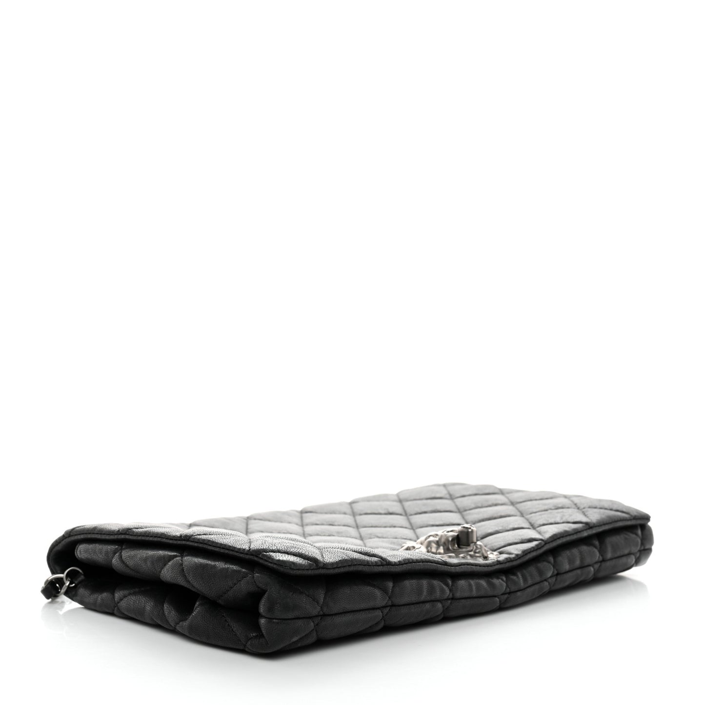 Lambskin Quilted Medium Leo Lion Flap Clutch Black