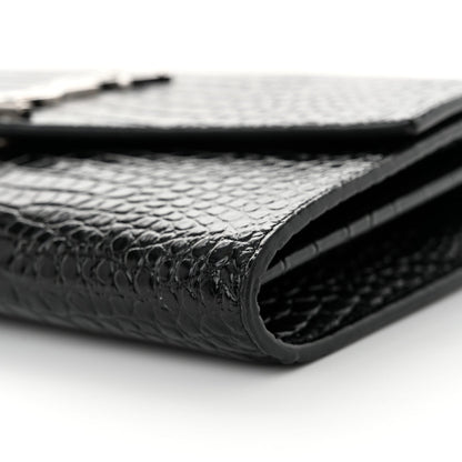 Saint Laurent Calfskin Crocodile Embossed Monogram Uptown Crossbody Black 10 of 11