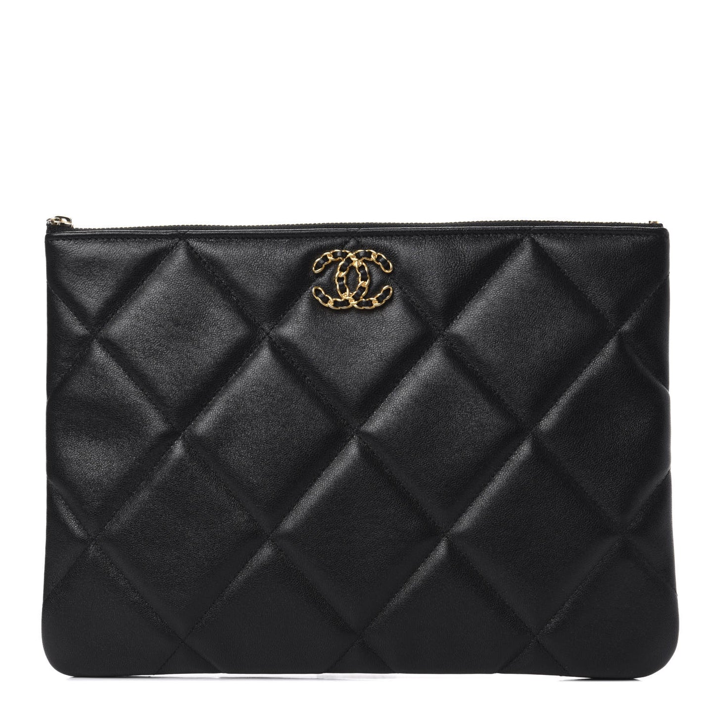 Goatskin Quilted Large 19 Cosmetic Case Black
