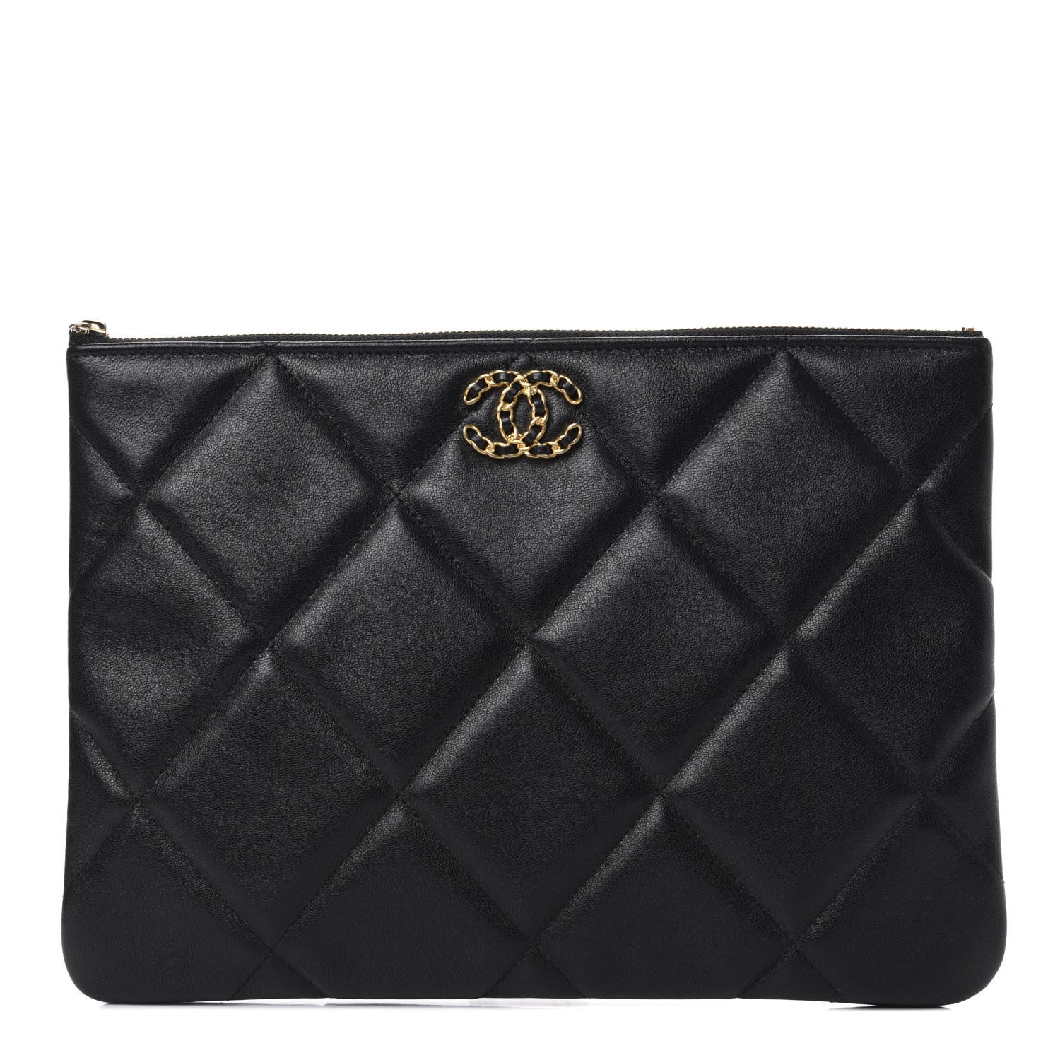 Chanel Goatskin Quilted Large 19 Cosmetic Case Black 1 of 8