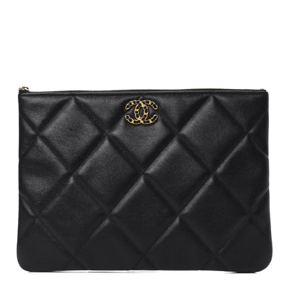 Chanel Goatskin Quilted Large 19 Cosmetic Case Black 1 of 8