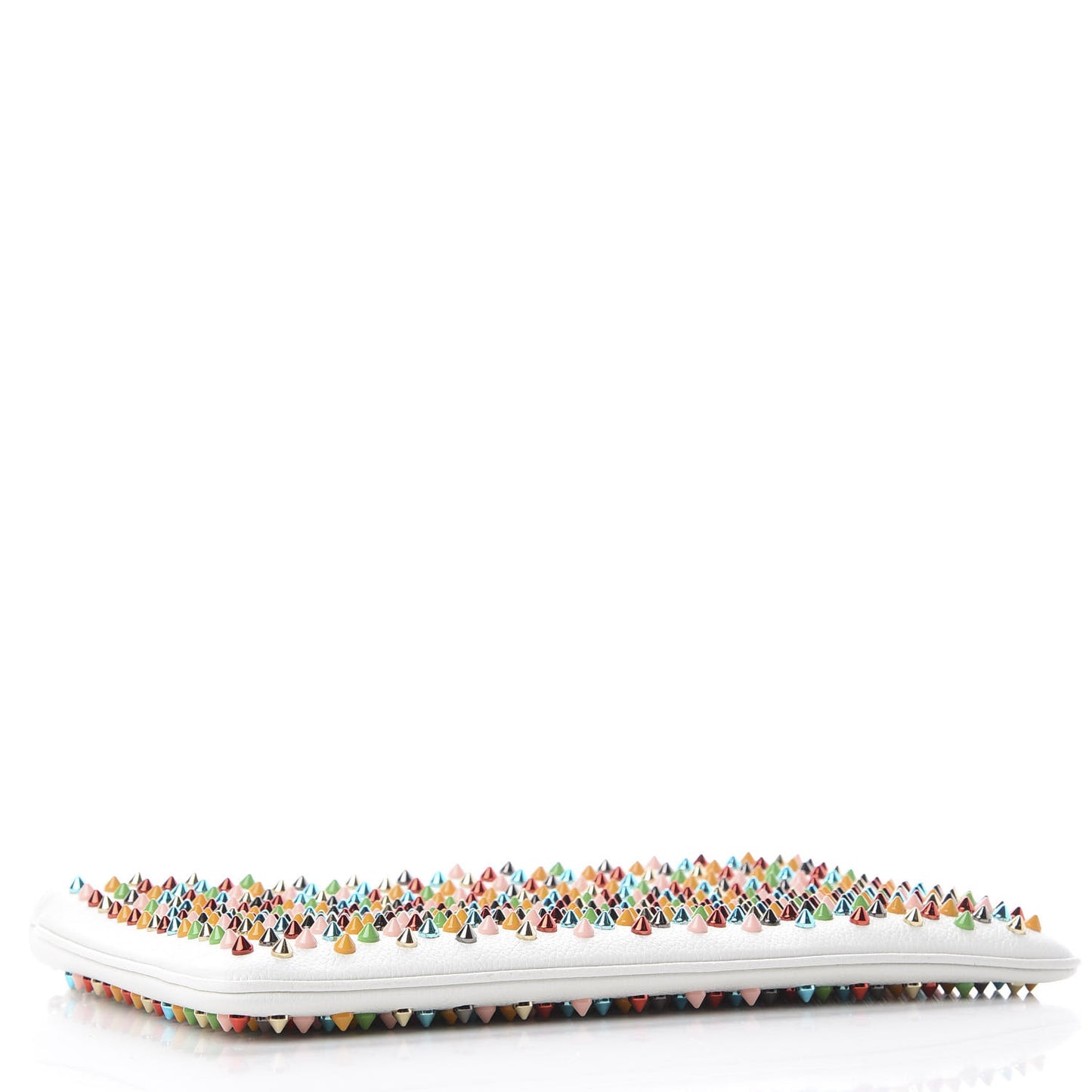 Calfskin Empire Spikes Loubiposh Clutch White Multi