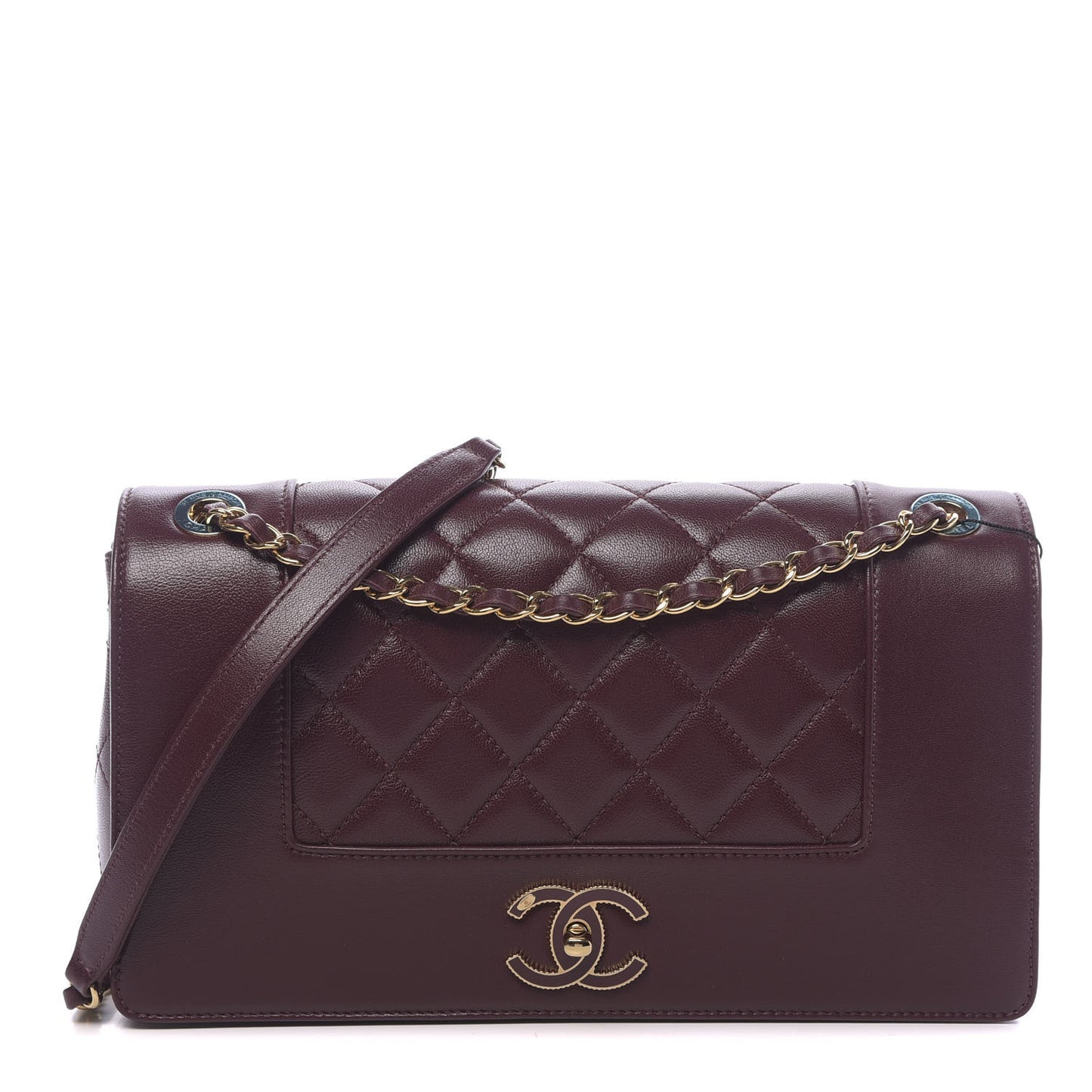 Sheepskin Quilted Vintage Mademoiselle Flap Dark Red
