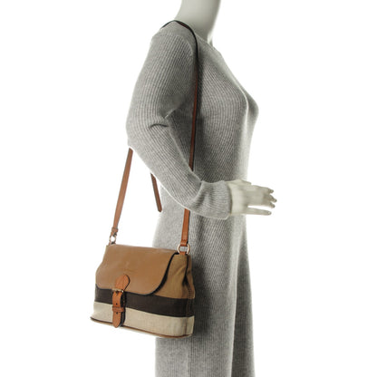 Burberry Mega Check Grainy Calfskin Small Gowan Messenger Bag Saddle Brown 2 of 19