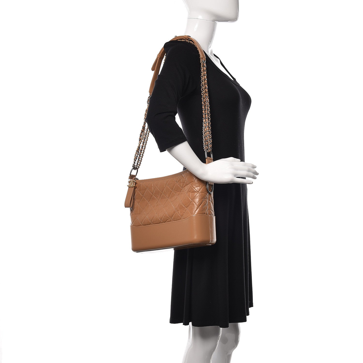 Chanel Aged Calfskin Quilted Medium Gabrielle Hobo Tan 2 of 10