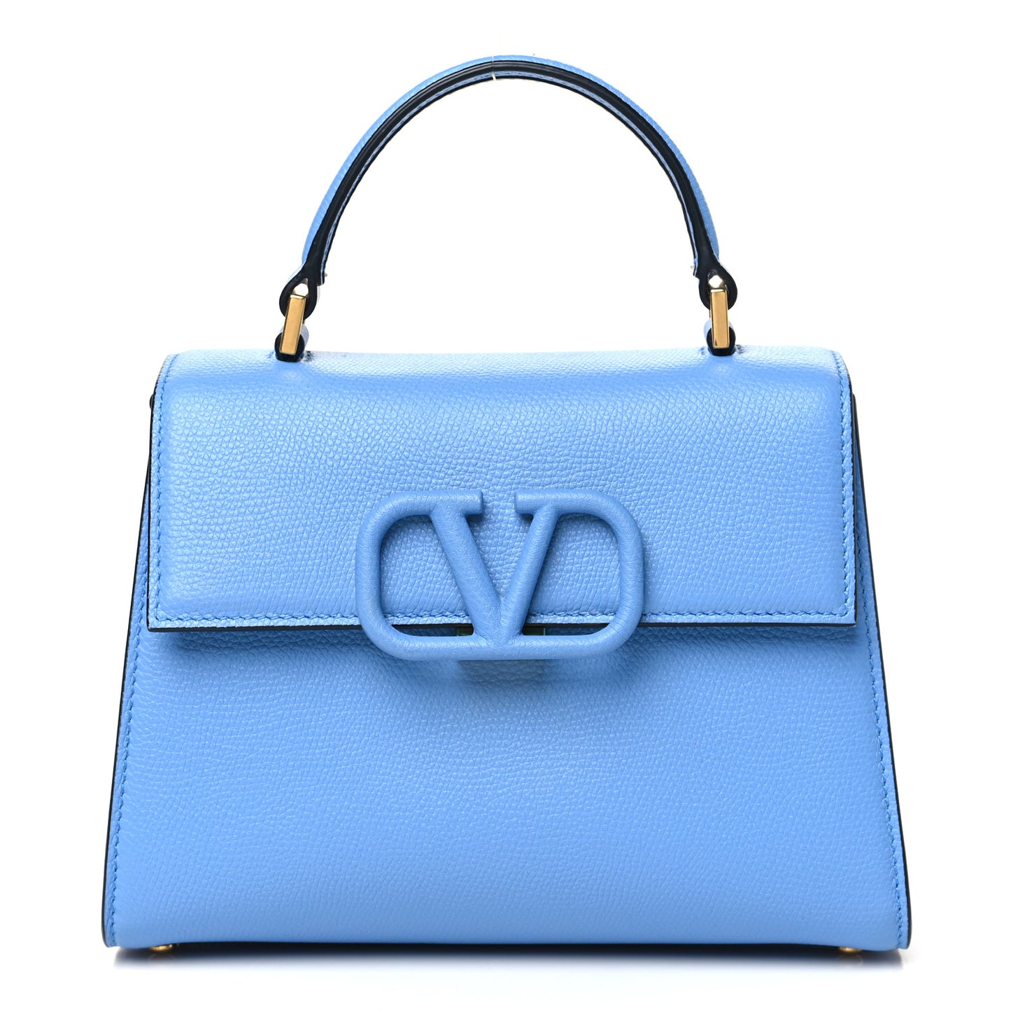 Grainy Calfskin Small VSling Top Handle Bag Blue
