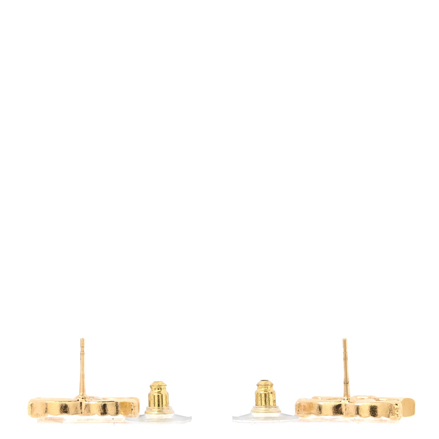 Metal Tweed Effect CC Earrings Gold