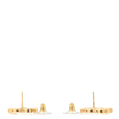 Chanel Metal Tweed Effect CC Earrings Gold 3 of 5