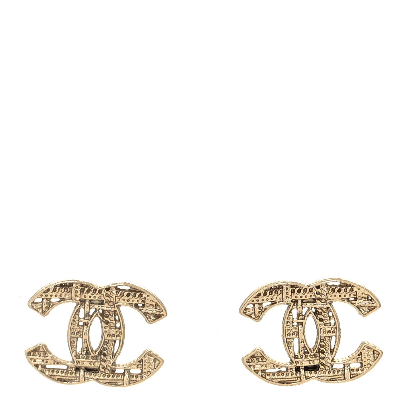 Tweed Effect CC Earrings Gold