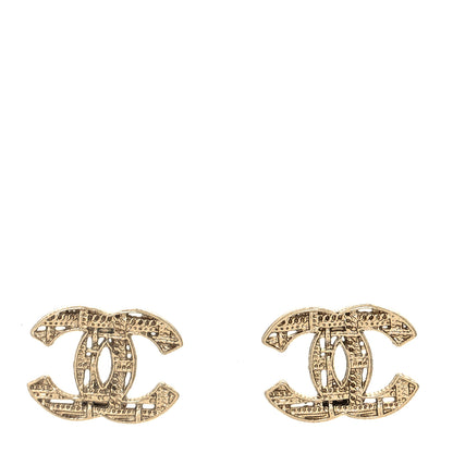 Chanel Tweed Effect CC Earrings Gold 1 of 4